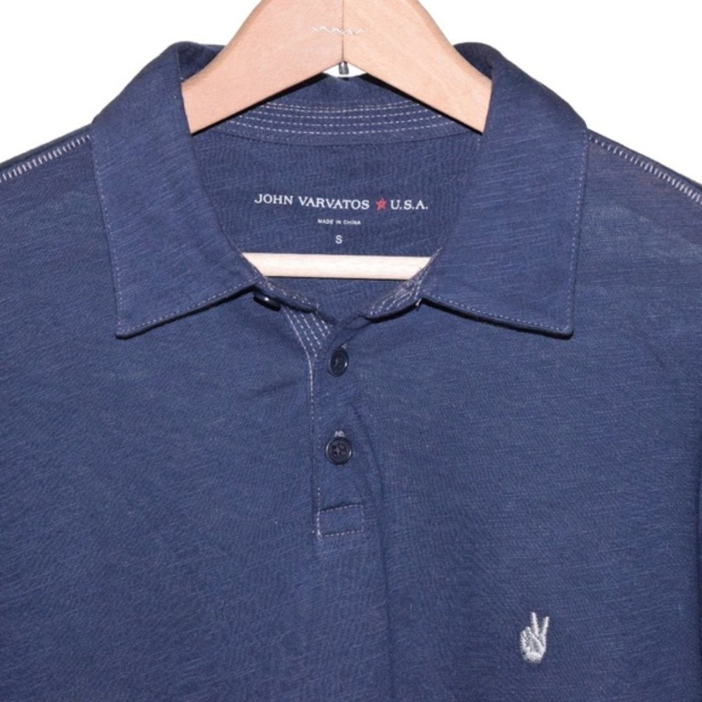 JOHN VARVATOS Small Blue Polo Sleeve Sleeve Short